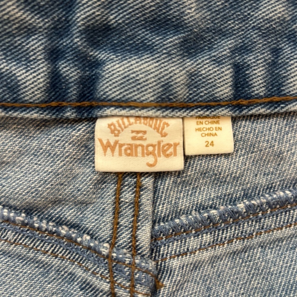 Billabong X Wrangler Super Flare Patchwork Light Denim Jeans Women's 24 - Picture 9 of 12